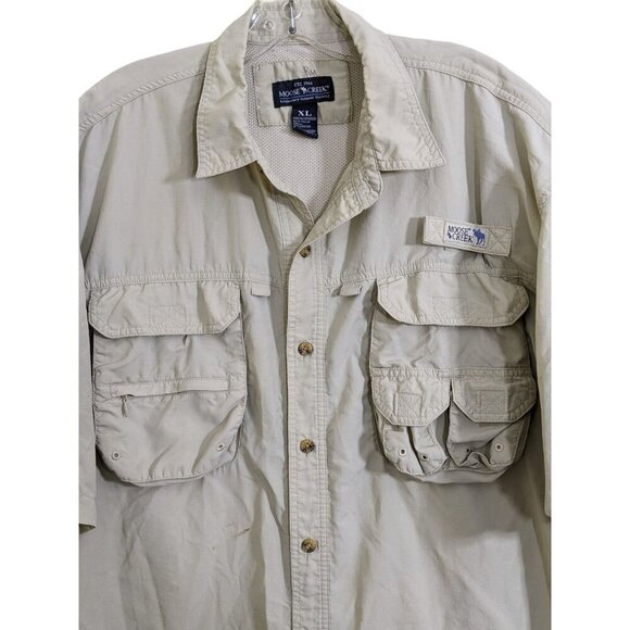 Moose Creek Fishing Shirt Vented Mens XL Beige Outdoors Casual Gorpcore Utility - Picture 2 of 5